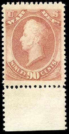 Prices of US Stamps Scott Catalogue #O93 - 90c 1873 War Official. Matthew Bennett International, Apr 2008, Sale 326, Lot 704