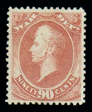 Price of US Stamp Scott Cat. # O93 - 90c 1873 War Official. Matthew Bennett International, Dec 2007, Sale 325, Lot 2512