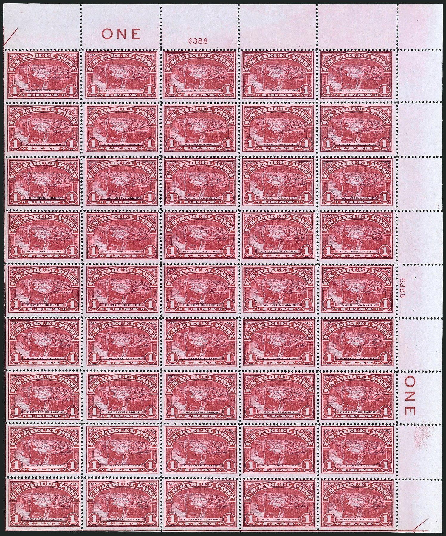 US Stamp Prices Scott Catalogue #Q1: 1913 1c Parcel Post. Robert Siegel Auction Galleries, Apr 2009, Sale 971, Lot 2039