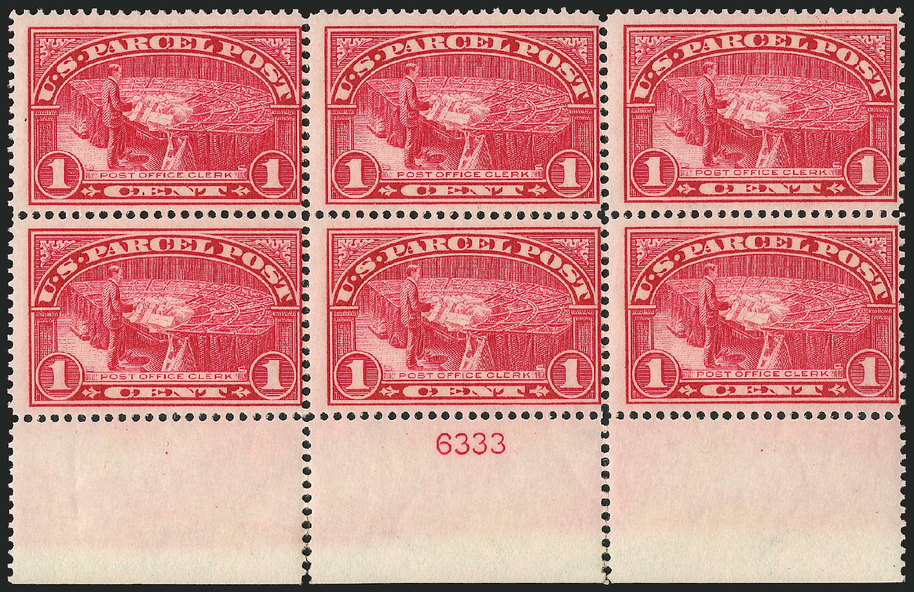 Values of US Stamps Scott Cat. Q1: 1913 1c Parcel Post. Robert Siegel Auction Galleries, Dec 2009, Sale 982, Lot 6165