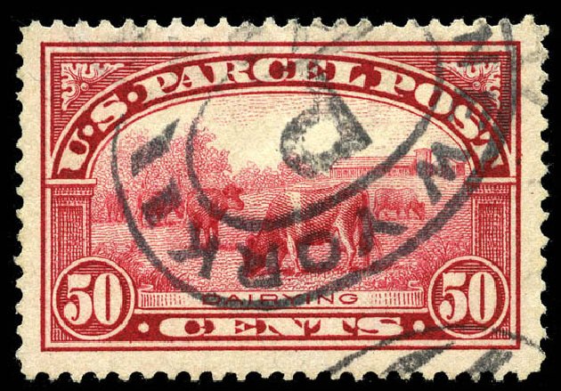 Value of US Stamp Scott Cat. Q10: 1913 50c Parcel Post. Matthew Bennett International, Mar 2012, Sale 344, Lot 4827