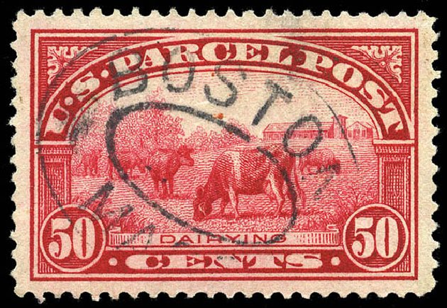 Values of US Stamp Scott # Q10: 1913 50c Parcel Post. Matthew Bennett International, May 2014, Sale 350, Lot 717