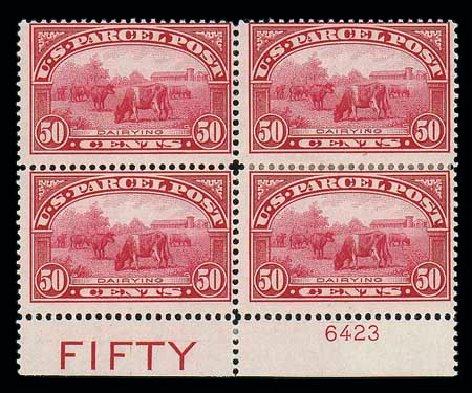 US Stamps Prices Scott Catalogue # Q10: 1913 50c Parcel Post. Matthew Bennett International, Jun 2007, Sale 319, Lot 1765