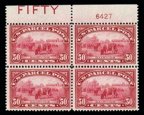US Stamps Values Scott Catalogue Q10: 1913 50c Parcel Post. Matthew Bennett International, Dec 2007, Sale 325, Lot 2552