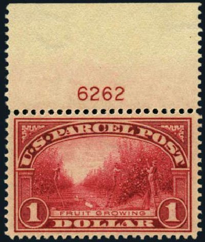 Values of US Stamp Scott Q12 - 1913 US$1.00 Parcel Post. Harmer-Schau Auction Galleries, Aug 2012, Sale 94, Lot 1867