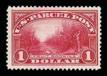 Values of US Stamp Scott # Q12: US$1.00 1913 Parcel Post. Matthew Bennett International, Dec 2007, Sale 325, Lot 2554