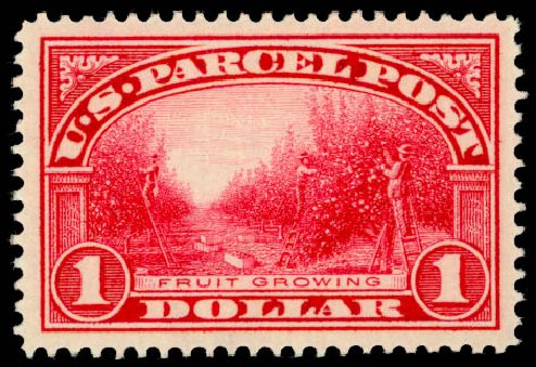 US Stamp Values Scott Catalogue Q12 - US$1.00 1913 Parcel Post. Daniel Kelleher Auctions, May 2014, Sale 653, Lot 2335