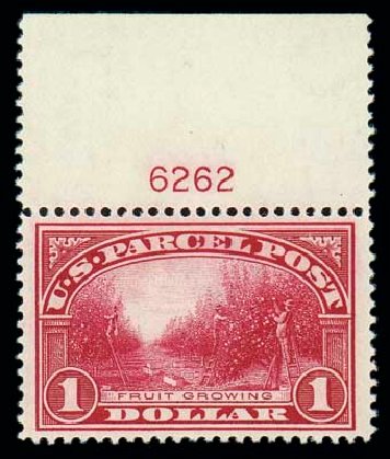 US Stamp Values Scott Catalogue # Q12 - US$1.00 1913 Parcel Post. Matthew Bennett International, Oct 2007, Sale 320, Lot 632