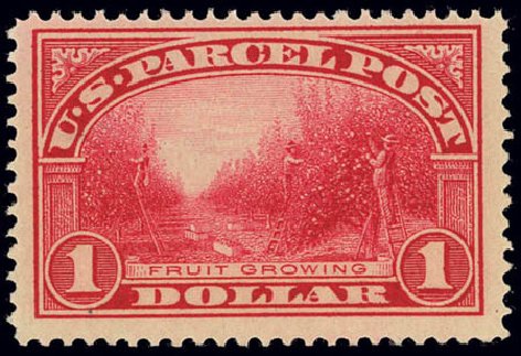 Values of US Stamps Scott # Q12 - 1913 US$1.00 Parcel Post. Daniel Kelleher Auctions, Feb 2013, Sale 634, Lot 442