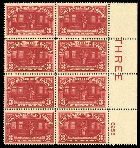 US Stamp Price Scott #Q3: 1913 3c Parcel Post. Matthew Bennett International, Mar 2011, Sale 337, Lot 3241