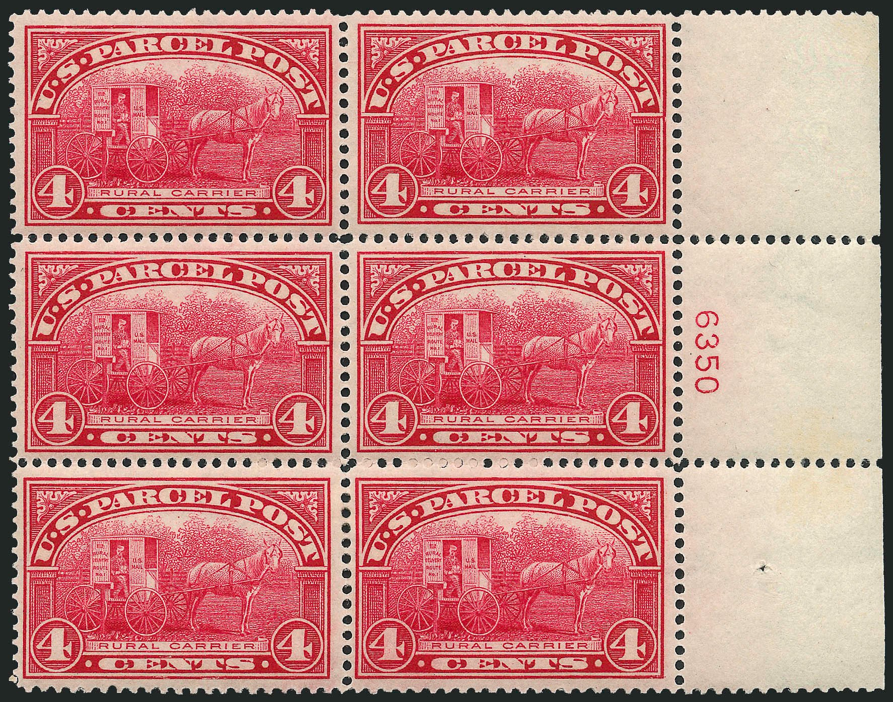 Value of US Stamps Scott Catalogue # Q4: 4c 1913 Parcel Post. Robert Siegel Auction Galleries, Apr 2009, Sale 971, Lot 2069