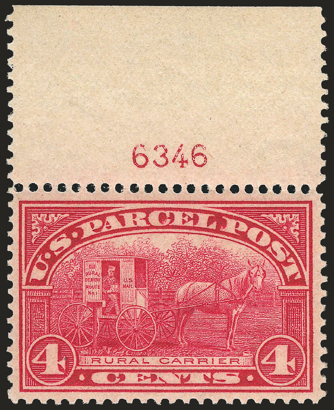 US Stamp Prices Scott Catalogue Q4: 1913 4c Parcel Post. Robert Siegel Auction Galleries, Jun 2009, Sale 975, Lot 2269