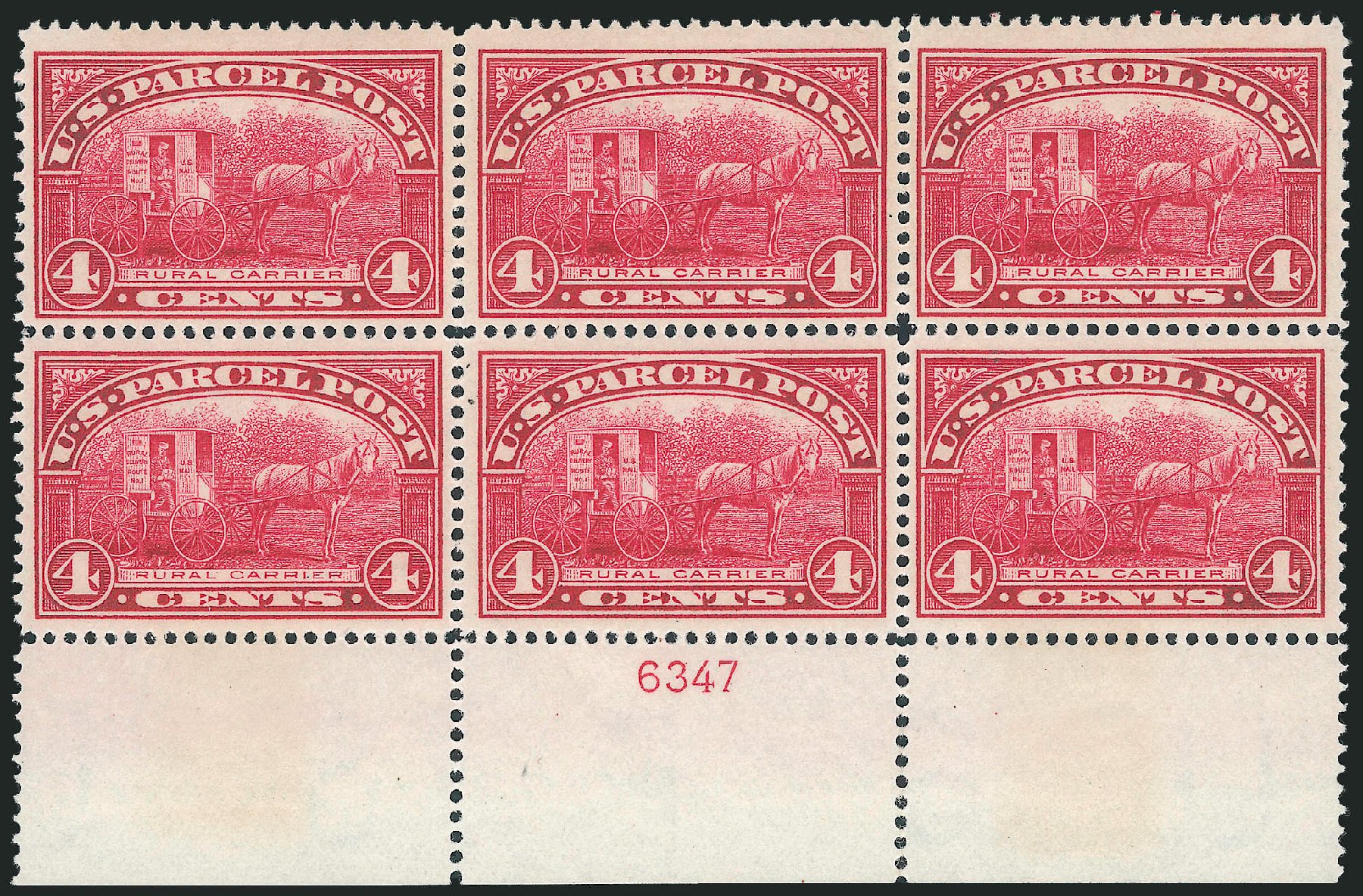 Price of US Stamp Scott Cat. Q4 - 1913 4c Parcel Post. Robert Siegel Auction Galleries, Oct 2011, Sale 1014, Lot 2420