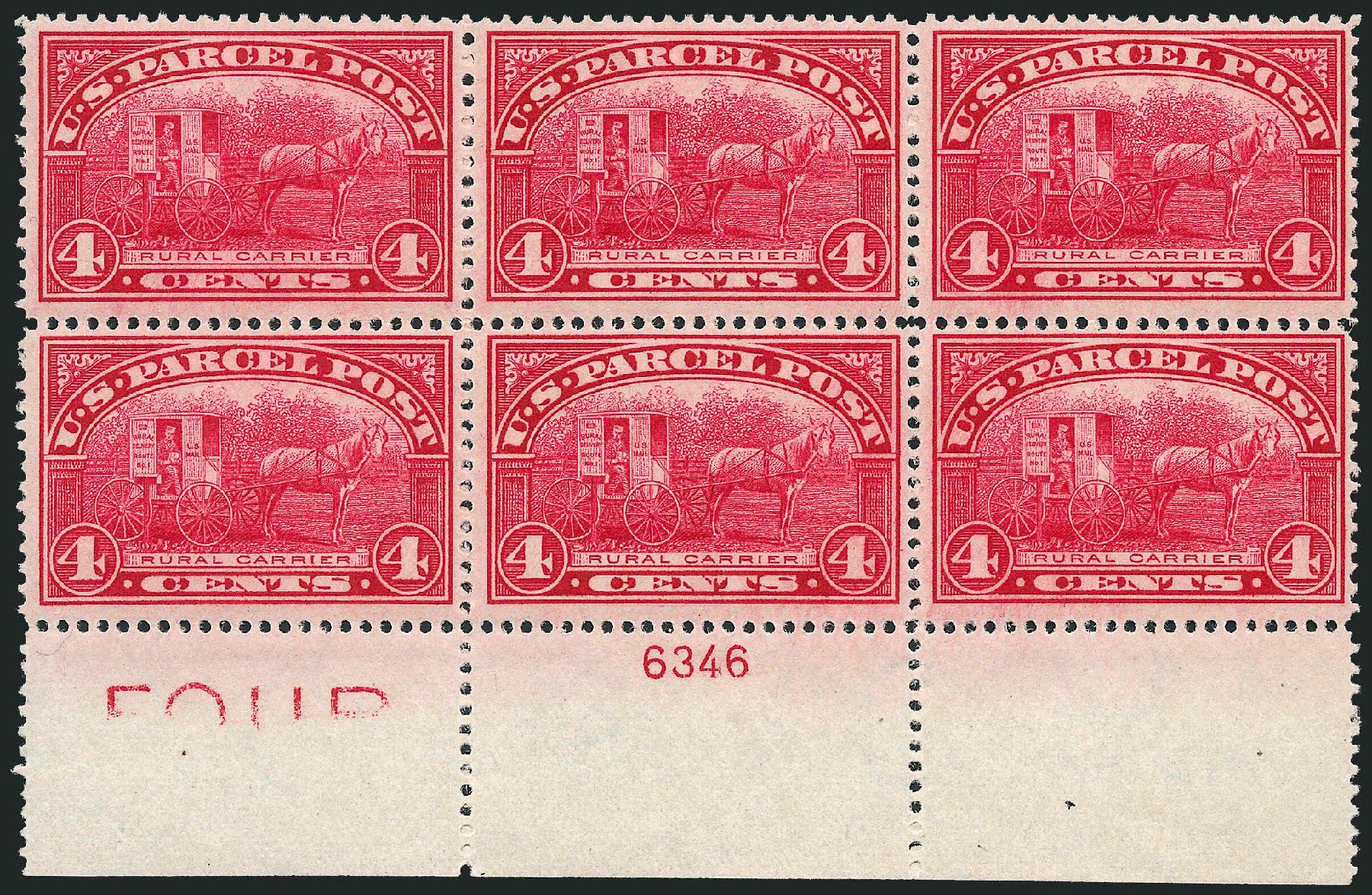 US Stamps Values Scott Cat. # Q4: 1913 4c Parcel Post. Robert Siegel Auction Galleries, Apr 2009, Sale 971, Lot 2070