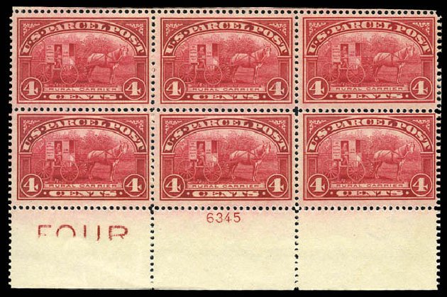 US Stamps Values Scott Cat. # Q4: 4c 1913 Parcel Post. Matthew Bennett International, Mar 2011, Sale 337, Lot 3244