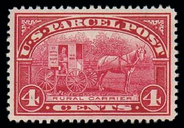 US Stamps Values Scott #Q4: 1913 4c Parcel Post. Matthew Bennett International, Dec 2007, Sale 325, Lot 2542
