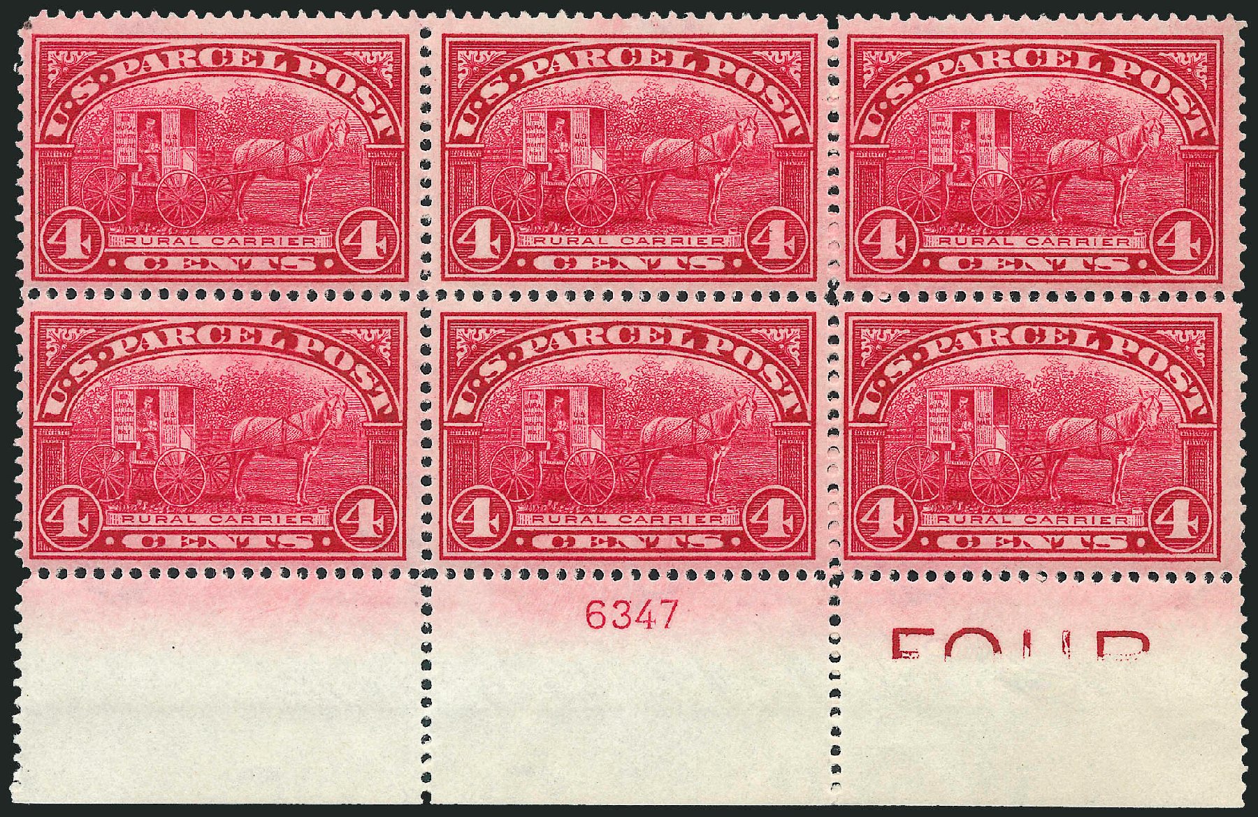 Prices of US Stamp Scott Catalog #Q4 - 4c 1913 Parcel Post. Robert Siegel Auction Galleries, Apr 2009, Sale 971, Lot 2072