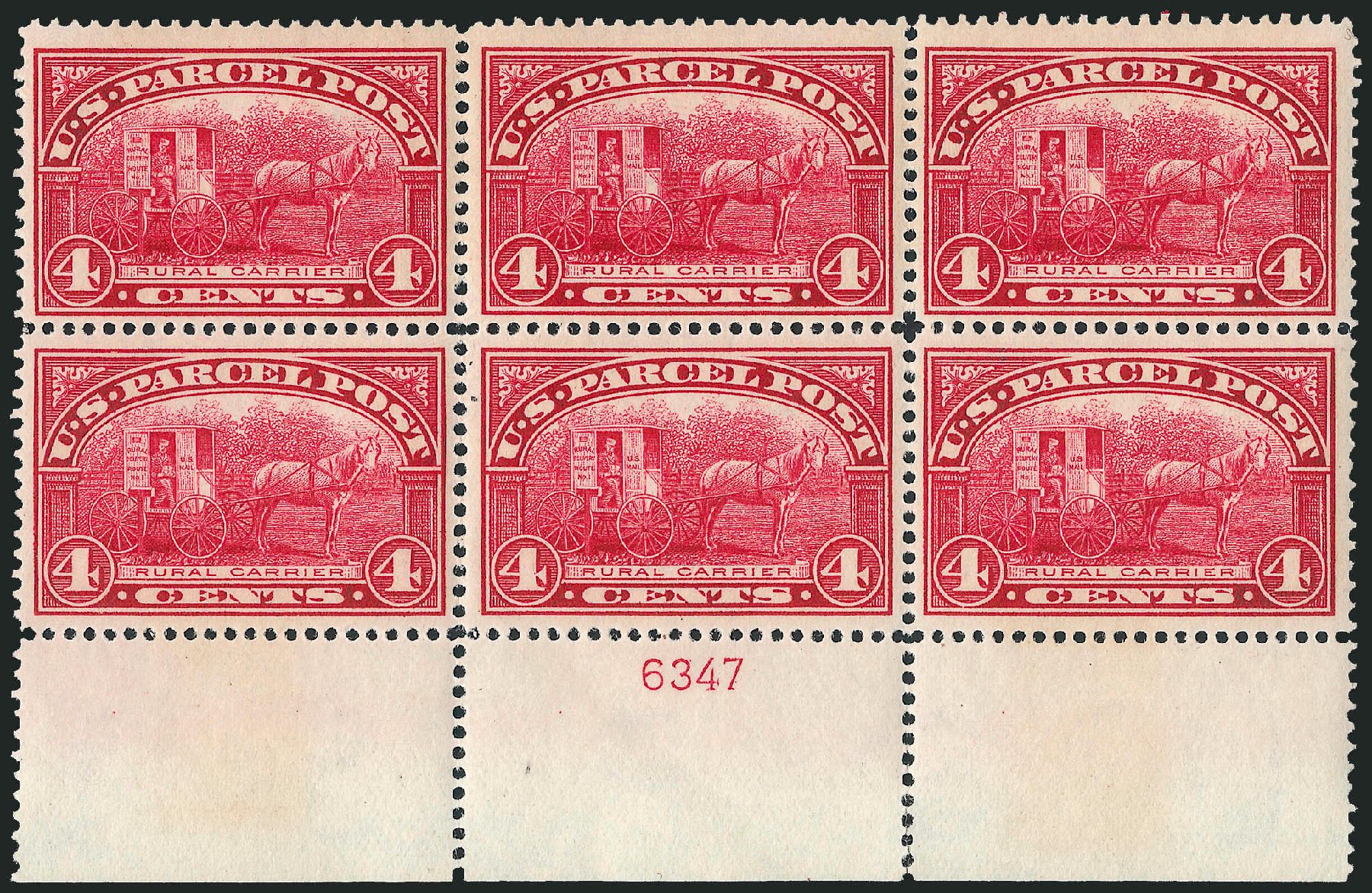US Stamp Price Scott Cat. # Q4 - 4c 1913 Parcel Post. Robert Siegel Auction Galleries, Sep 2009, Sale 976, Lot 2352