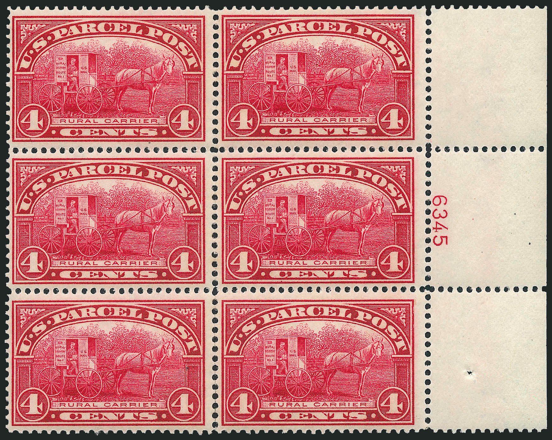US Stamps Value Scott Catalogue #Q4 - 1913 4c Parcel Post. Robert Siegel Auction Galleries, Apr 2009, Sale 971, Lot 2063