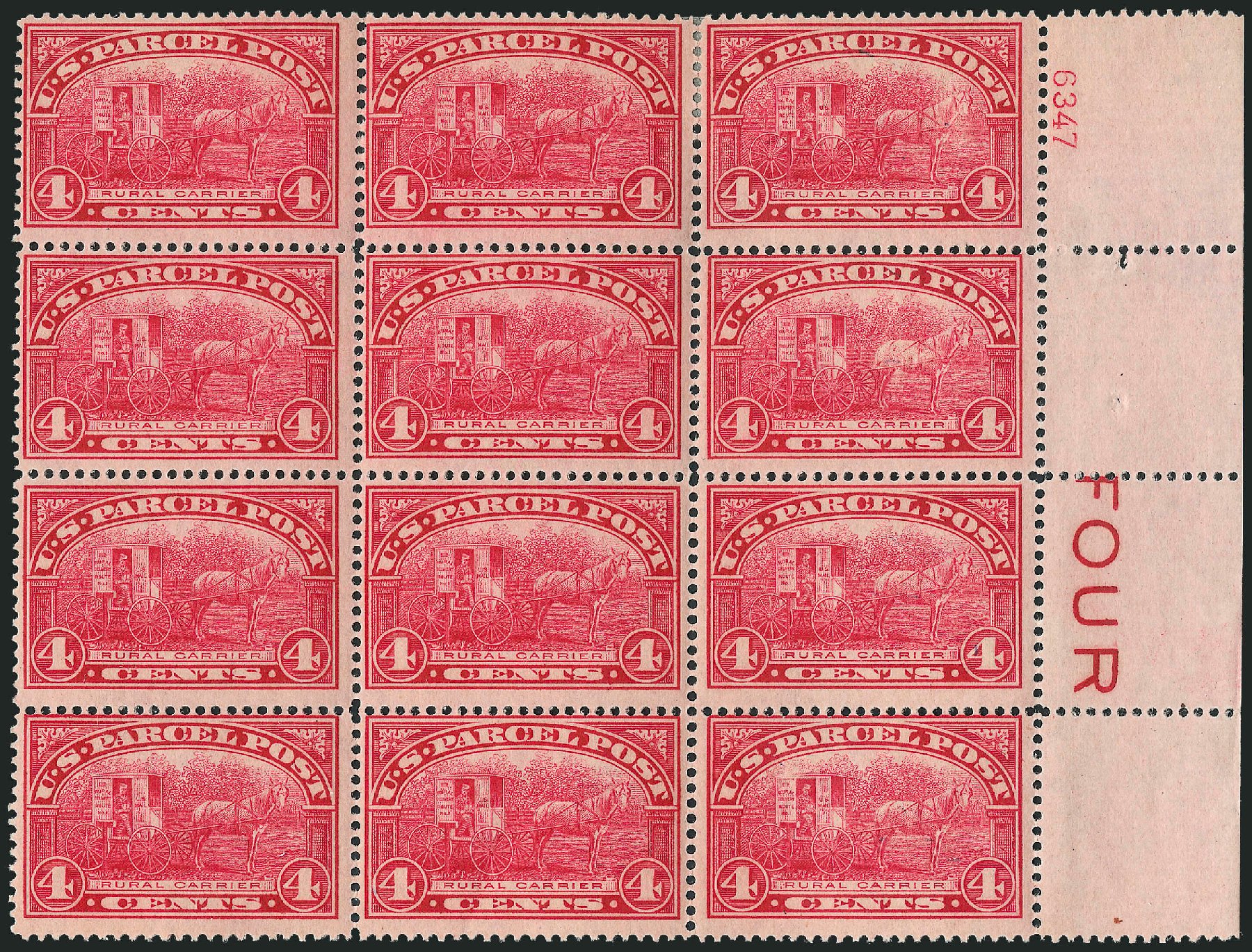 US Stamp Value Scott Cat. #Q4 - 4c 1913 Parcel Post. Robert Siegel Auction Galleries, Apr 2009, Sale 971, Lot 2073
