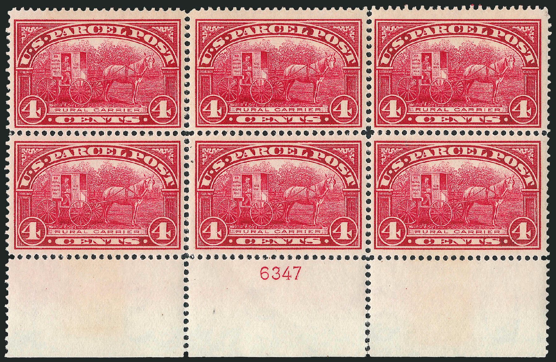 US Stamps Values Scott #Q4: 1913 4c Parcel Post. Robert Siegel Auction Galleries, Apr 2009, Sale 971, Lot 2066