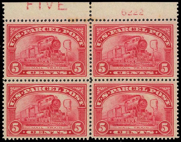Value of US Stamps Scott Catalog # Q5 - 1913 5c Parcel Post. Daniel Kelleher Auctions, Aug 2012, Sale 631, Lot 1792