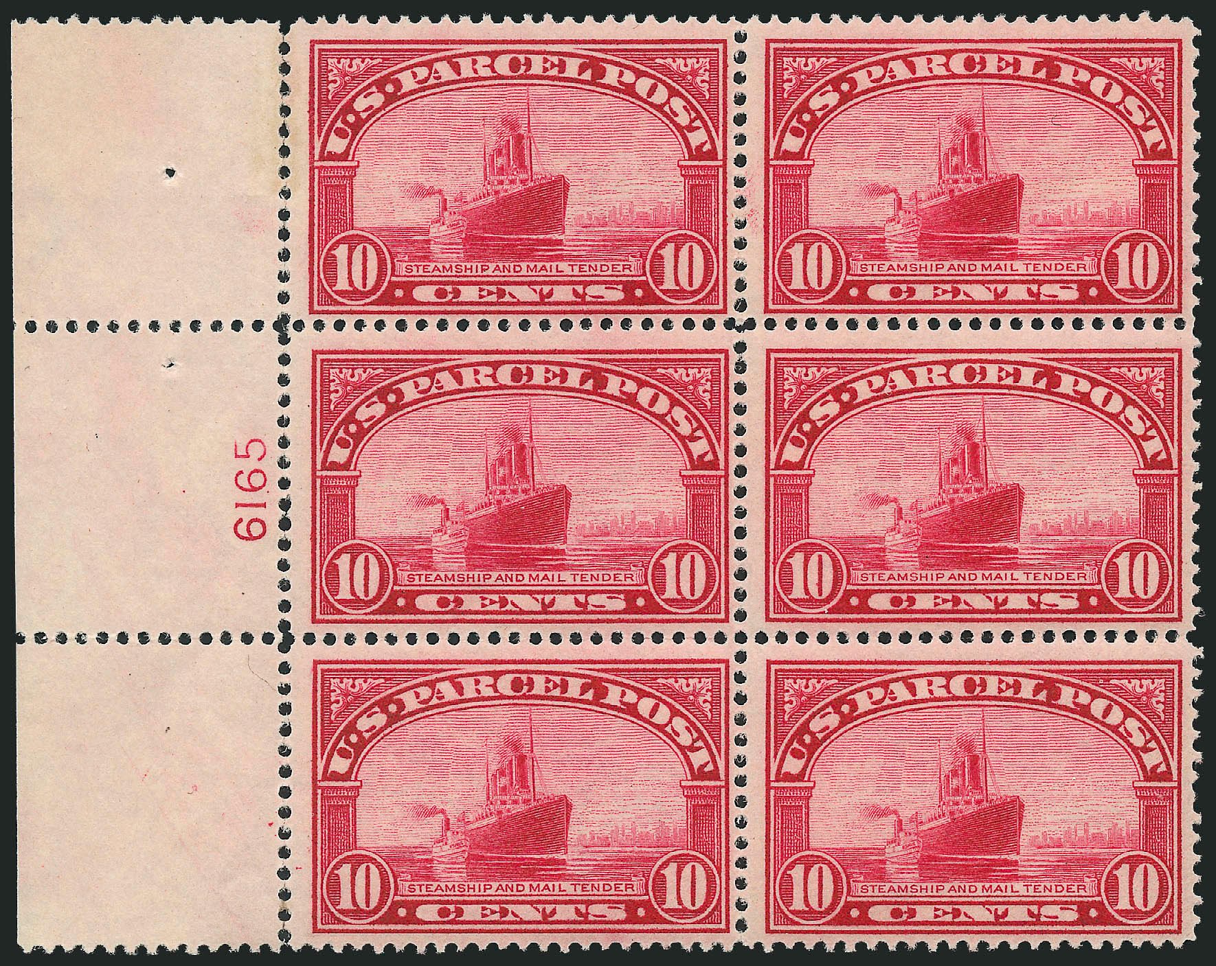 Values of US Stamps Scott Catalog # Q6: 1913 10c Parcel Post. Robert Siegel Auction Galleries, Apr 2009, Sale 971, Lot 2107