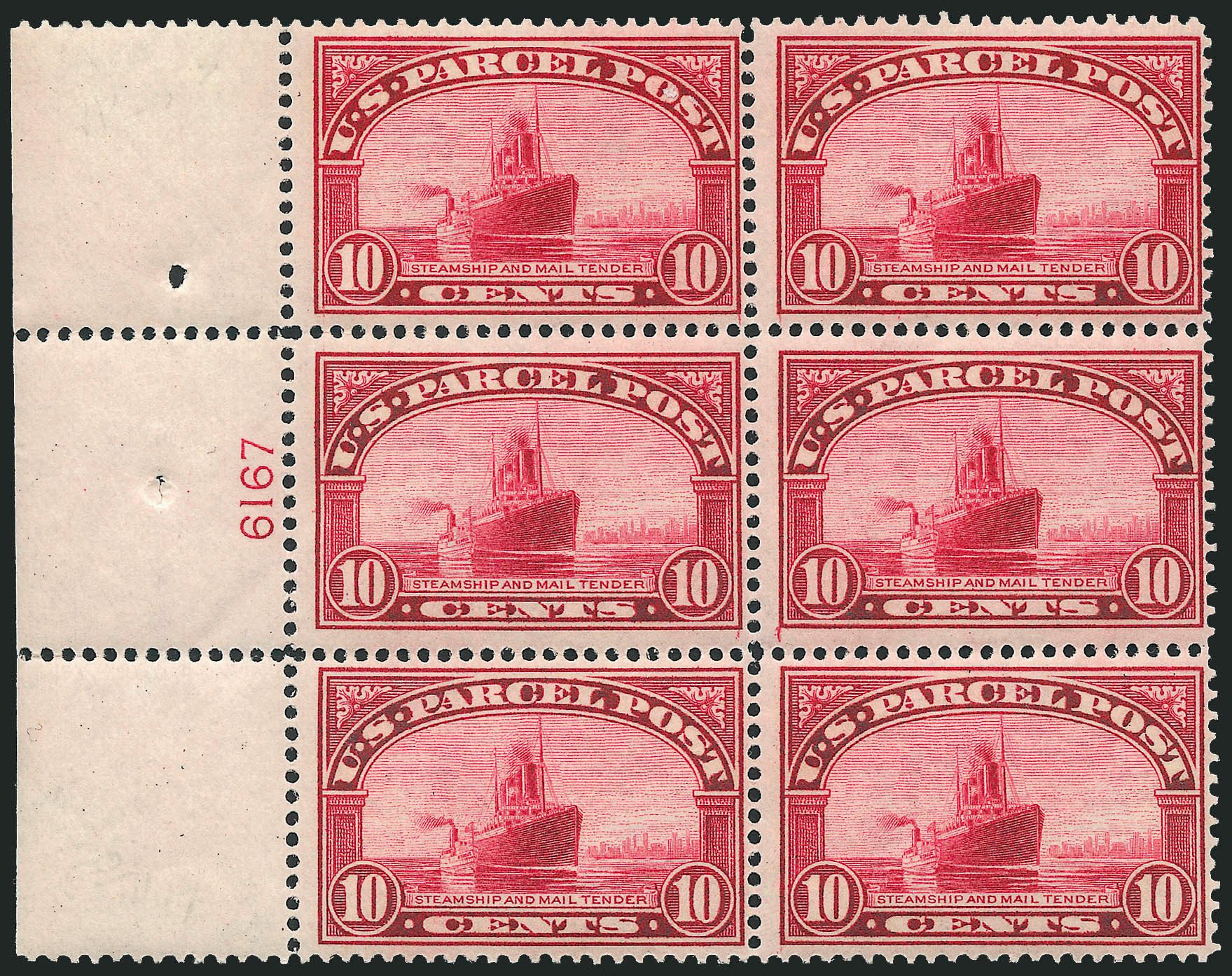 US Stamps Values Scott Catalog Q6: 1913 10c Parcel Post. Robert Siegel Auction Galleries, Apr 2009, Sale 971, Lot 2109