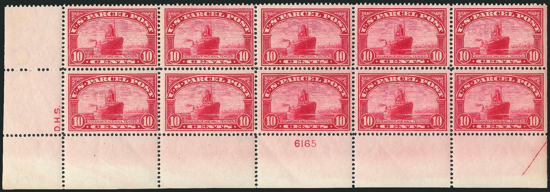 US Stamp Value Scott Catalogue Q6: 1913 10c Parcel Post. Robert Siegel Auction Galleries, Apr 2009, Sale 971, Lot 2120