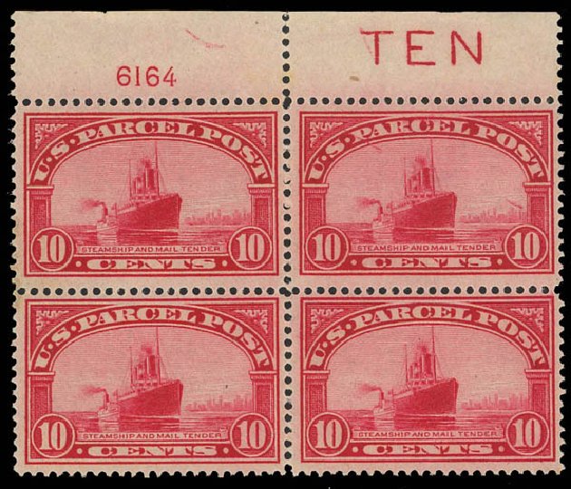Prices of US Stamp Scott Catalogue #Q6 - 10c 1913 Parcel Post. Daniel Kelleher Auctions, Aug 2012, Sale 631, Lot 1794