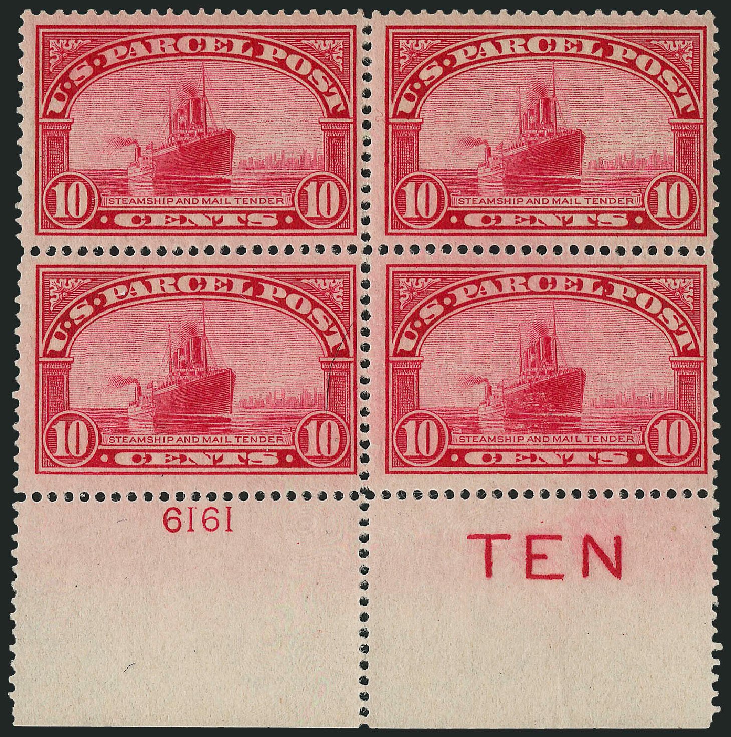 US Stamp Value Scott Catalog Q6: 1913 10c Parcel Post. Robert Siegel Auction Galleries, Apr 2009, Sale 971, Lot 2114
