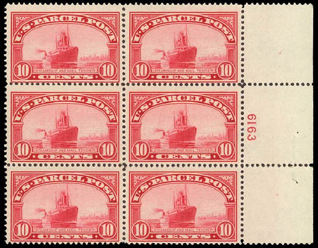 Costs of US Stamp Scott # Q6: 10c 1913 Parcel Post. Daniel Kelleher Auctions, Aug 2012, Sale 631, Lot 1795