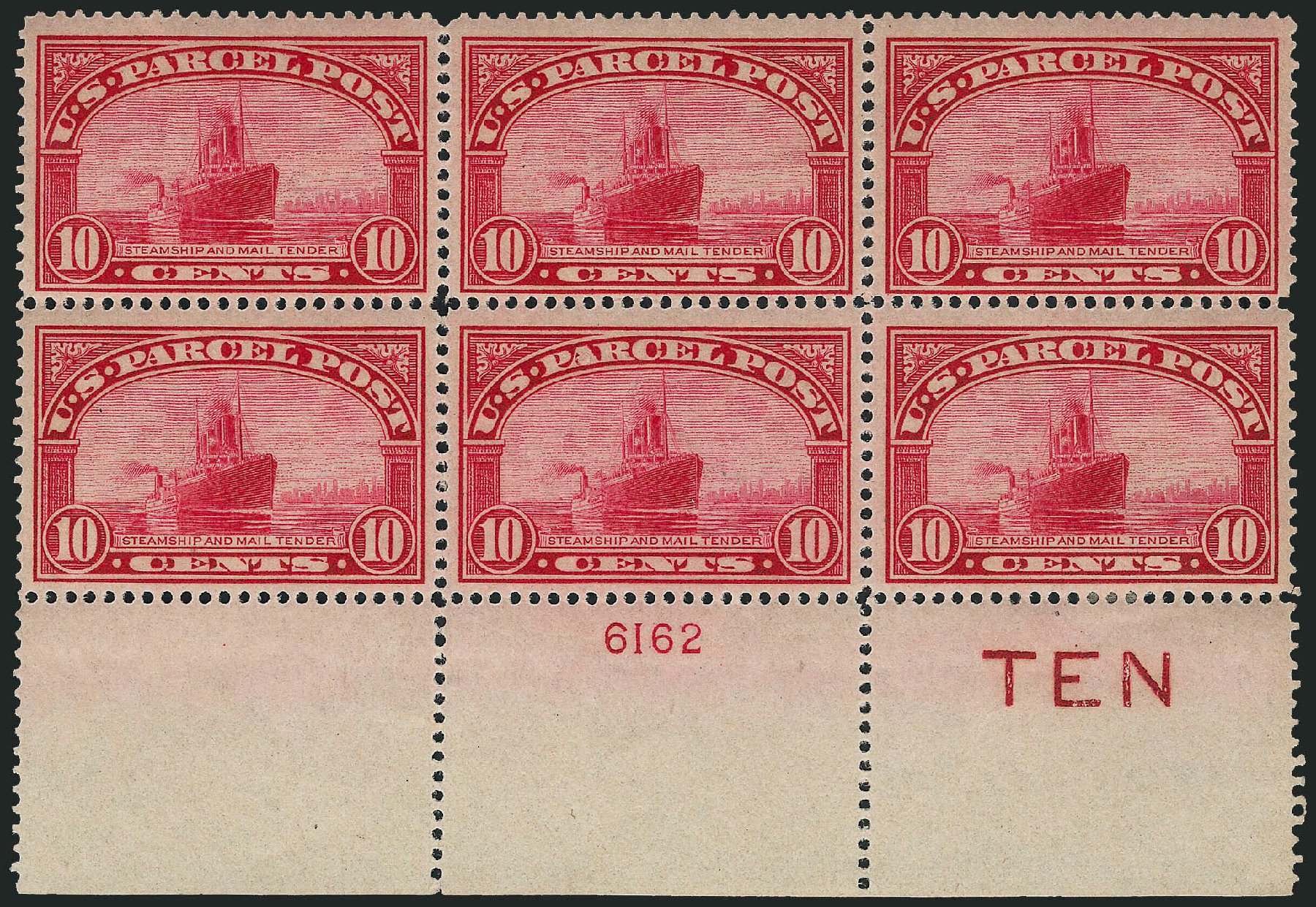 Cost of US Stamps Scott Cat. Q6 - 10c 1913 Parcel Post. Robert Siegel Auction Galleries, Apr 2009, Sale 971, Lot 2116