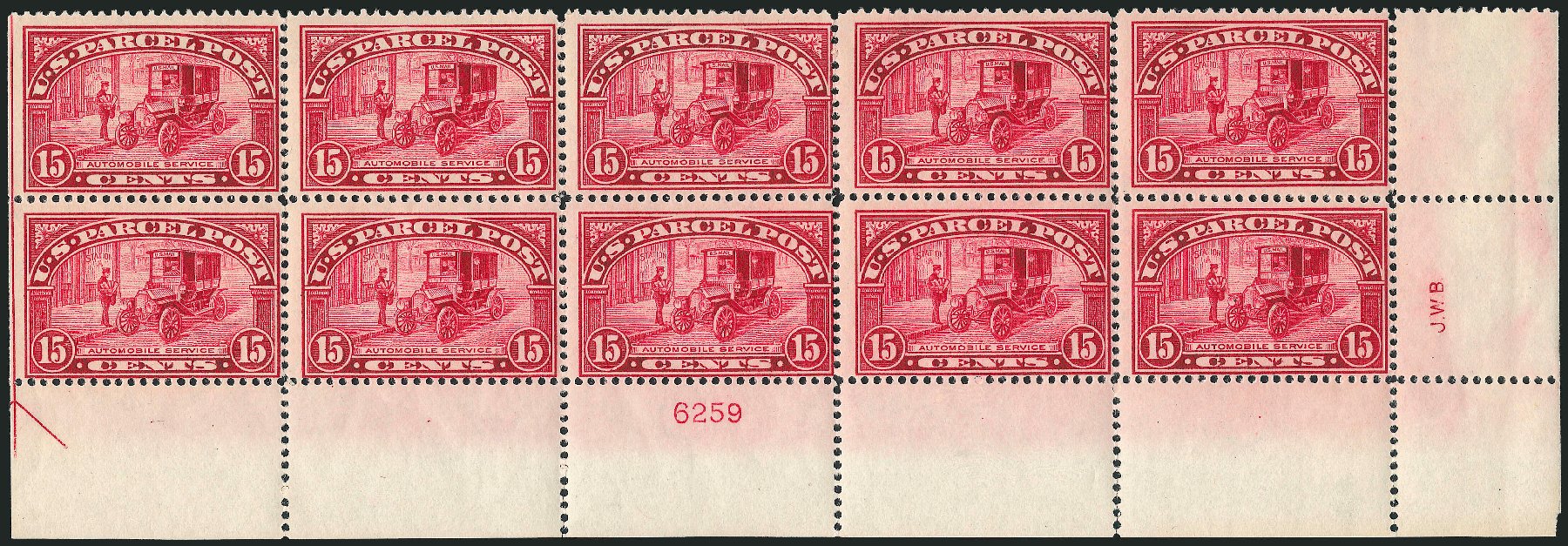 Values of US Stamps Scott Catalog #Q7: 1913 15c Parcel Post. Robert Siegel Auction Galleries, Apr 2009, Sale 971, Lot 2127