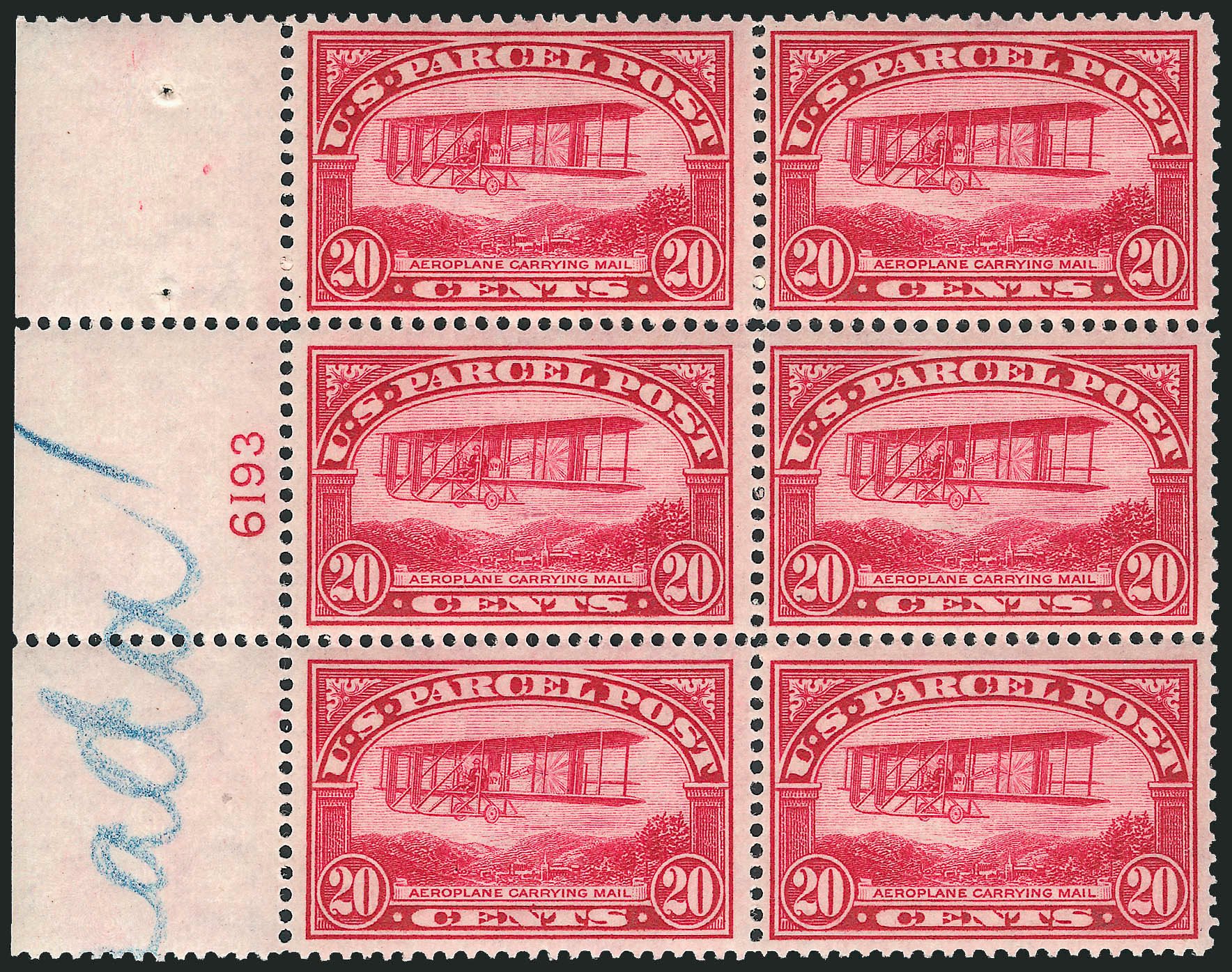 US Stamps Price Scott Catalogue Q8: 1913 20c Parcel Post. Robert Siegel Auction Galleries, Apr 2009, Sale 971, Lot 2150
