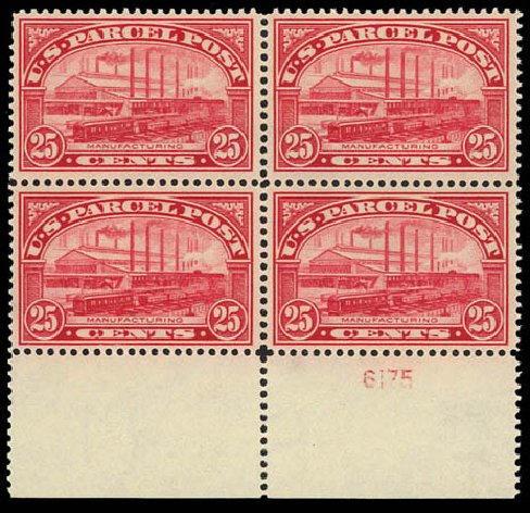 Costs of US Stamp Scott Catalogue Q9: 1913 25c Parcel Post. Daniel Kelleher Auctions, Jul 2011, Sale 625, Lot 1196