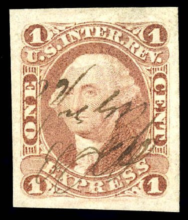 Costs of US Stamp Scott Catalog R1 - 1862 1c Revenue Express. Matthew Bennett International, Dec 2008, Sale 330, Lot 1957