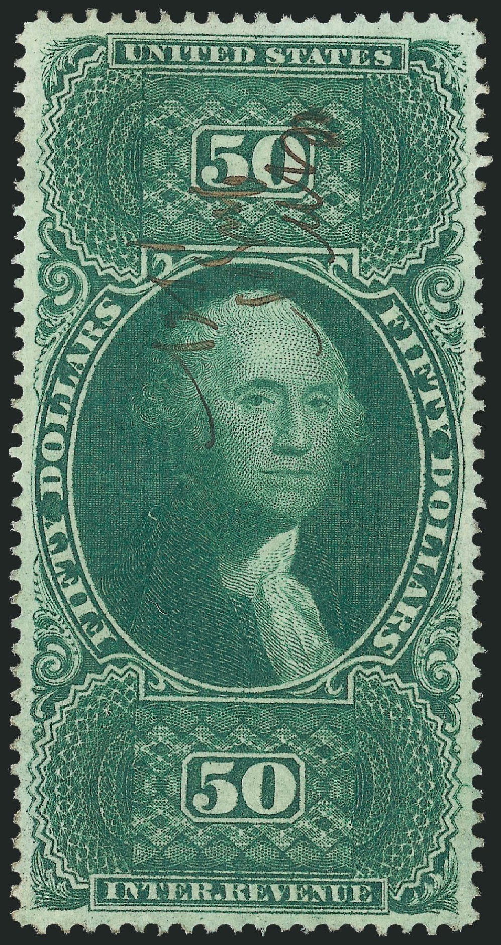 US Stamp Value Scott # R101: 1863 US$50.00 Revenue Internal. Robert Siegel Auction Galleries, Dec 2009, Sale 978, Lot 1174