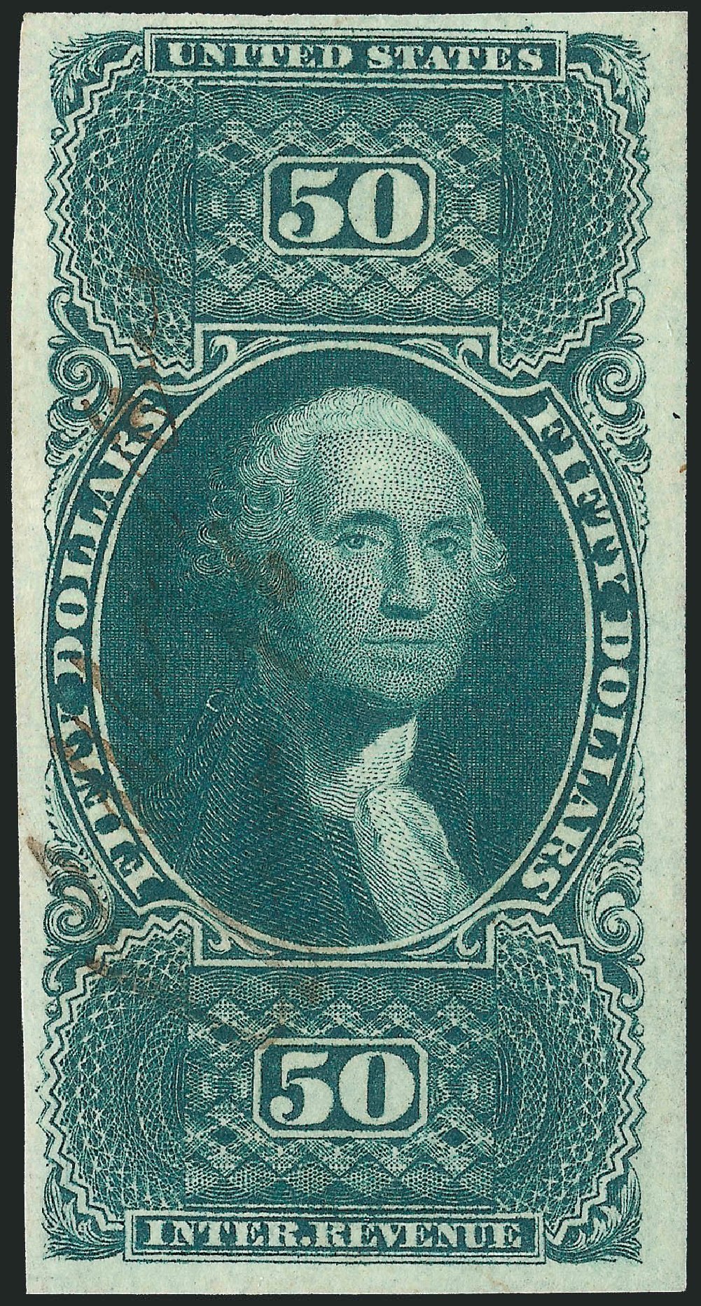 Value of US Stamps Scott Catalogue # R101 - US$50.00 1863 Revenue Internal. Robert Siegel Auction Galleries, Dec 2009, Sale 978, Lot 1173