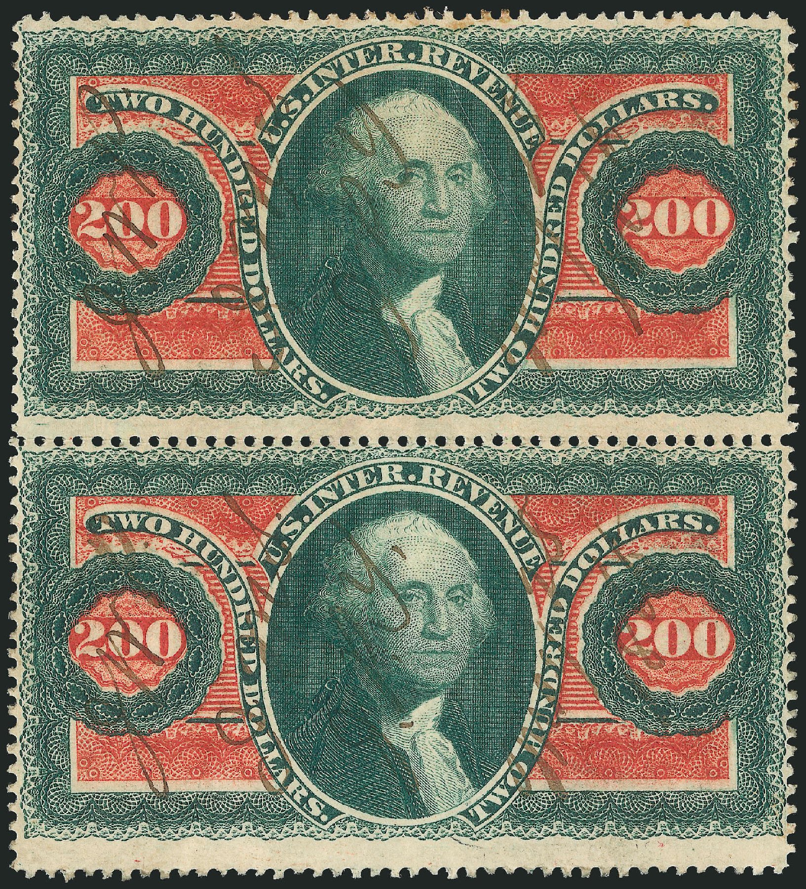 US Stamp Values Scott Catalog # R102 - US$200.00 1863 Revenue Internal. Robert Siegel Auction Galleries, Dec 2014, Sale 1089, Lot 317