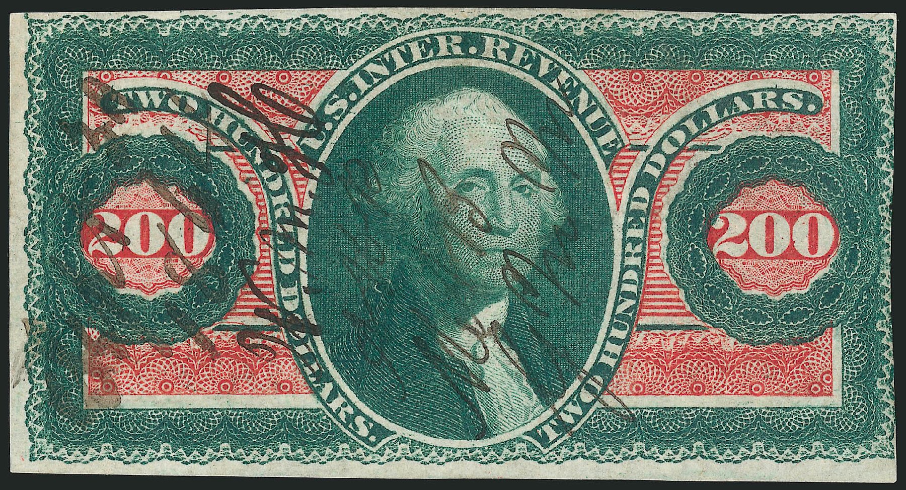 Price of US Stamps Scott Catalogue R102: 1863 US$200.00 Revenue Internal. Robert Siegel Auction Galleries, Mar 2014, Sale 1067, Lot 549