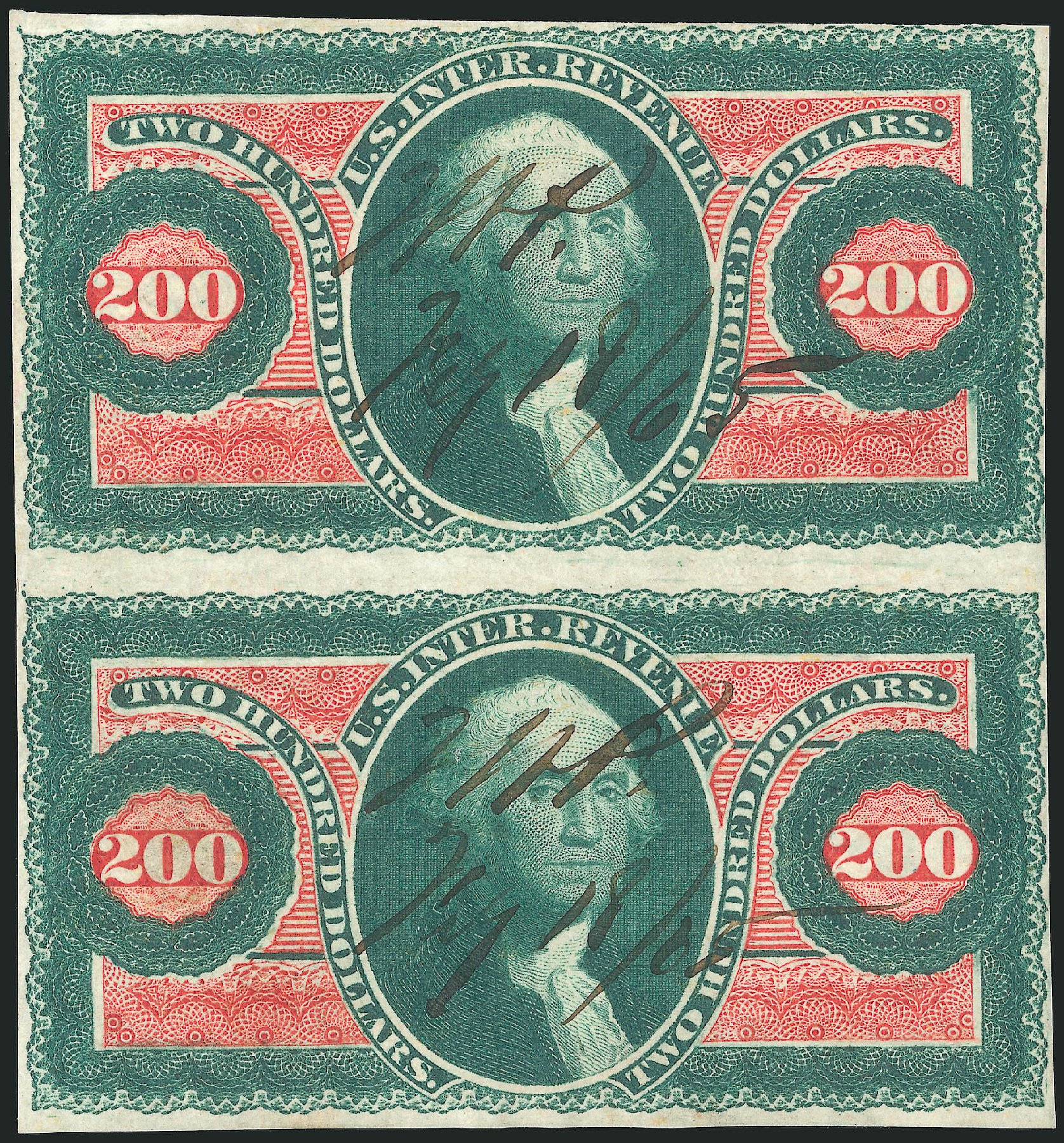 US Stamps Values Scott Cat. R102 - US$200.00 1863 Revenue Internal. Robert Siegel Auction Galleries, Dec 2014, Sale 1089, Lot 279