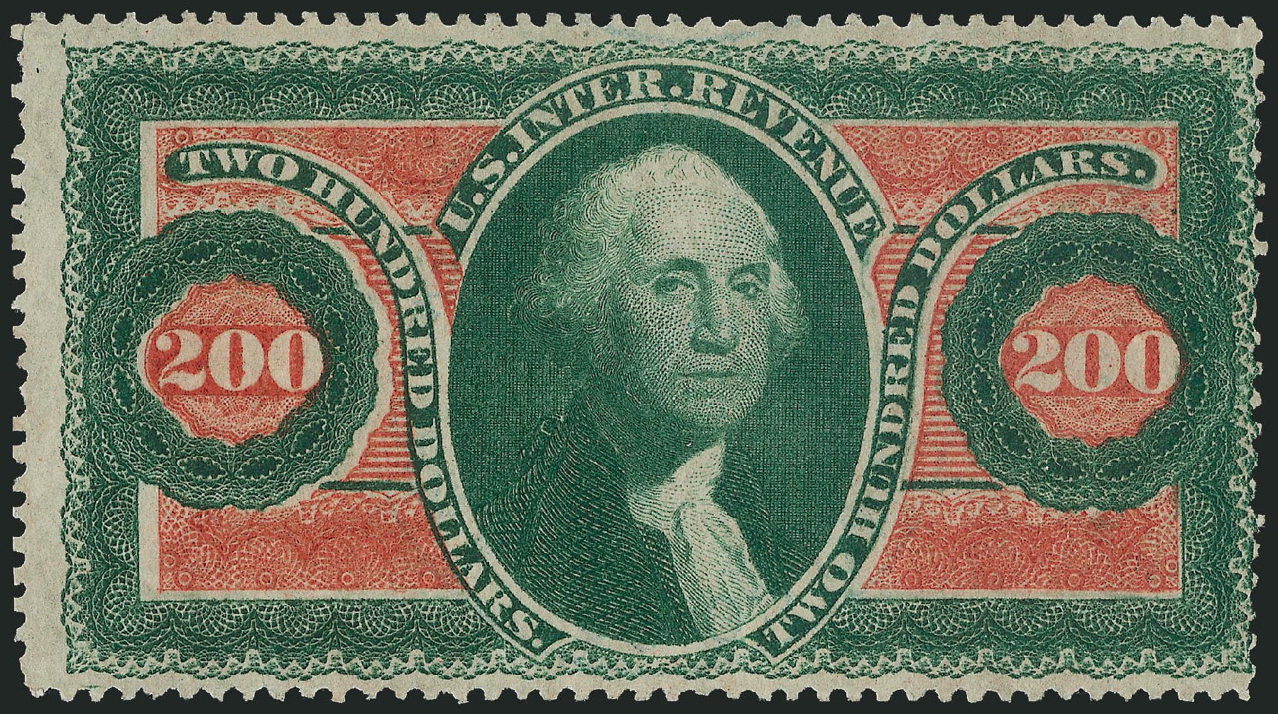 US Stamp Values Scott Cat. #R102: 1863 US$200.00 Revenue Internal. Robert Siegel Auction Galleries, Mar 2013, Sale 1040, Lot 2230