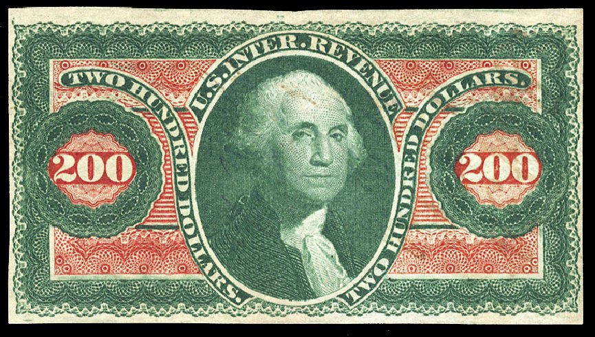 Price of US Stamp Scott Catalog #R102: 1863 US$200.00 Revenue Internal. Cherrystone Auctions, Nov 2010, Sale 201011, Lot 231