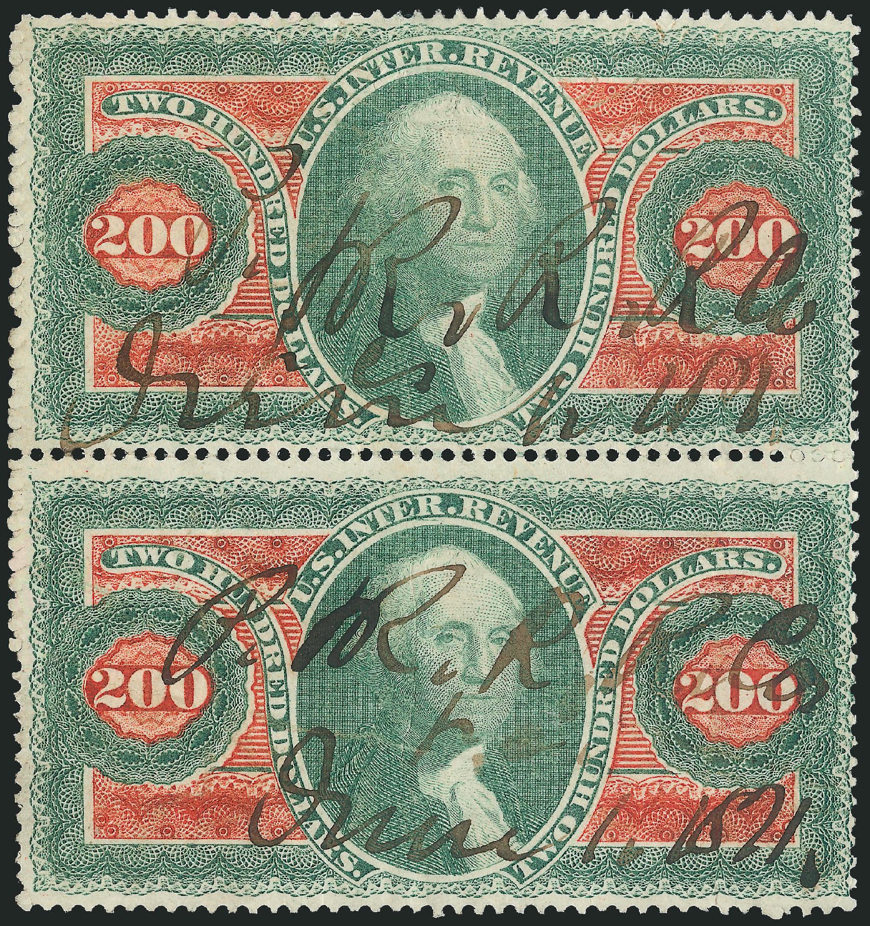 US Stamps Price Scott Catalog #R102 - 1863 US$200.00 Revenue Internal. Robert Siegel Auction Galleries, Nov 2013, Sale 1061, Lot 4301