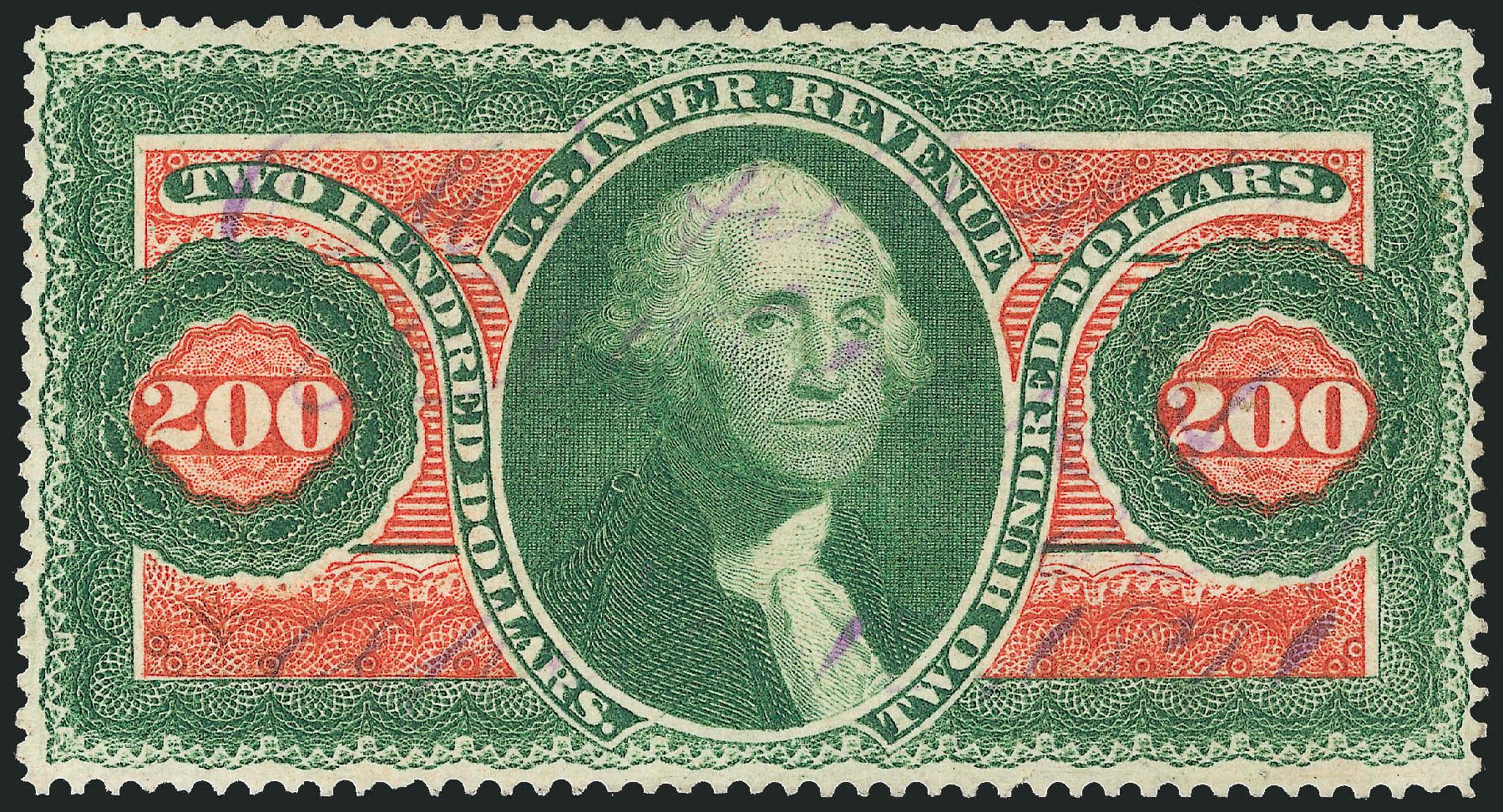 US Stamps Prices Scott #R102 - 1863 US$200.00 Revenue Internal. Robert Siegel Auction Galleries, Oct 2010, Sale 997, Lot 6591