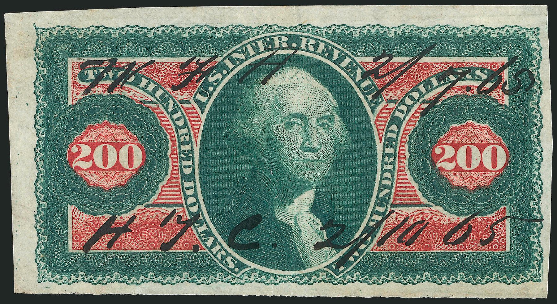 Price of US Stamp Scott Cat. R102: 1863 US$200.00 Revenue Internal. Robert Siegel Auction Galleries, Nov 2013, Sale 1061, Lot 4294