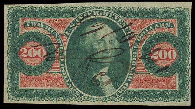 US Stamp Value Scott Catalog R102 - 1863 US$200.00 Revenue Internal. Daniel Kelleher Auctions, Oct 2011, Sale 626, Lot 662