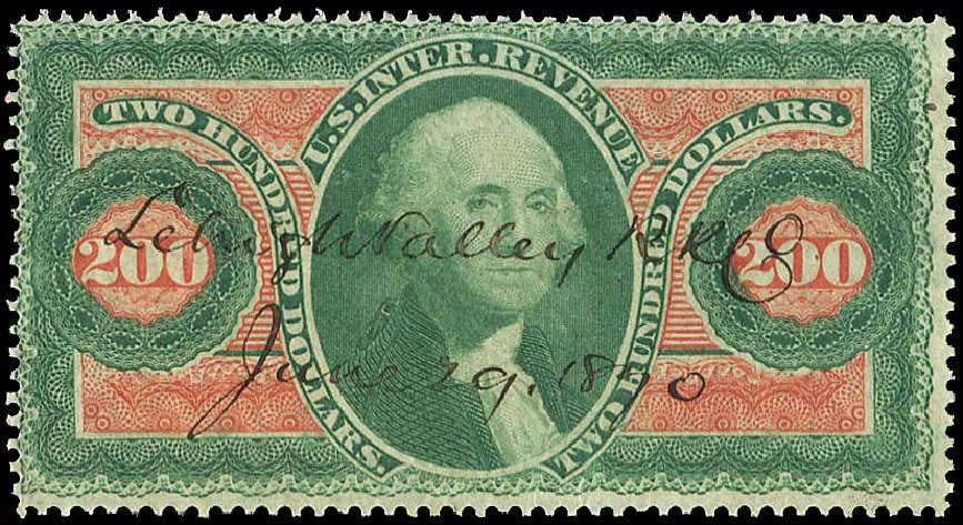 Prices of US Stamps Scott Catalog R102 - US$200.00 1863 Revenue Internal. Regency-Superior, Nov 2014, Sale 108, Lot 1592