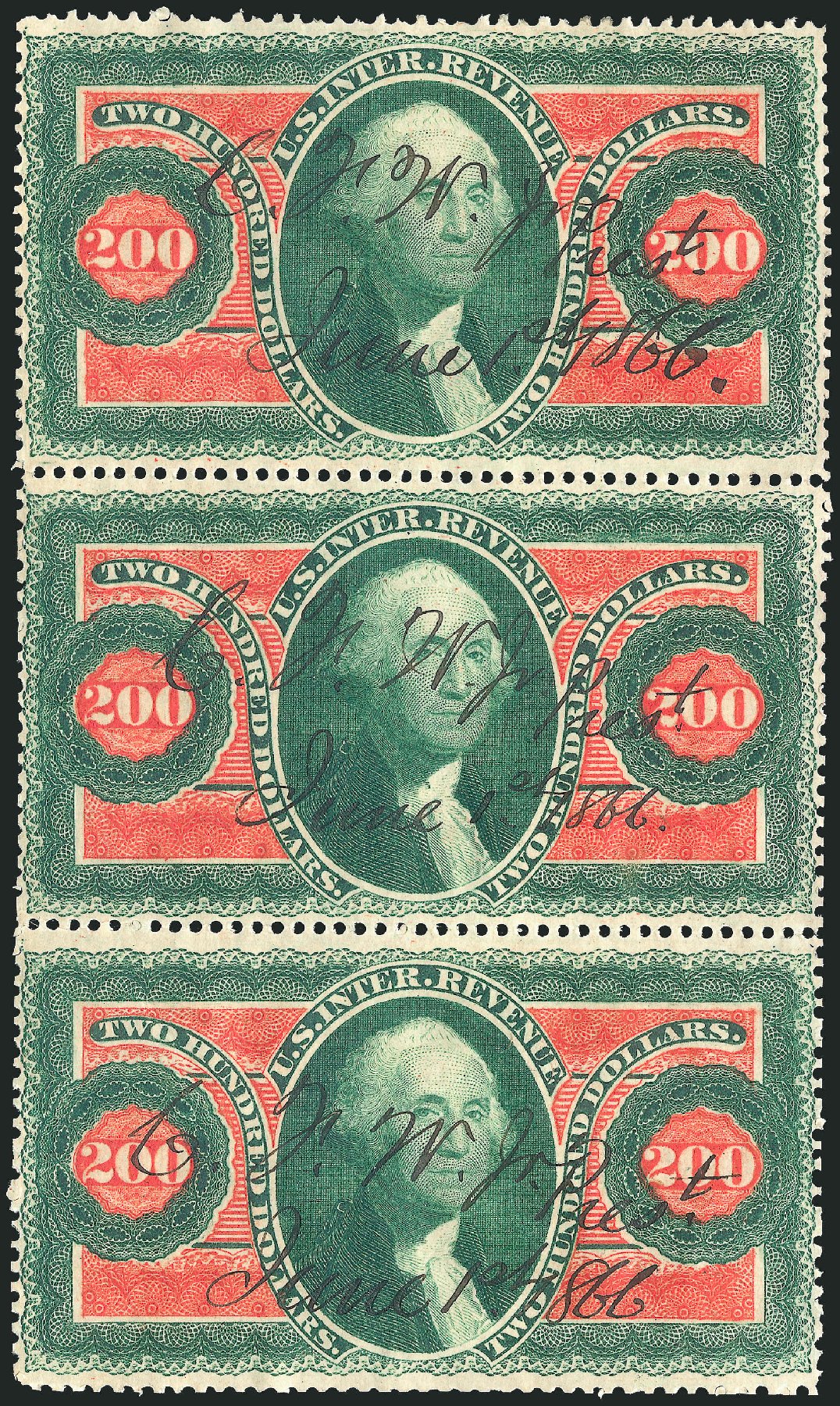 Price of US Stamps Scott Catalogue #R102 - 1863 US$200.00 Revenue Internal. Robert Siegel Auction Galleries, Nov 2013, Sale 1061, Lot 4303
